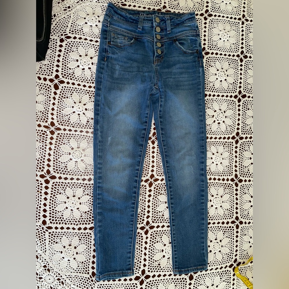 Aeropostale Denim Bree High Rise Cropped Skinny Ripped Jeggings Size 00